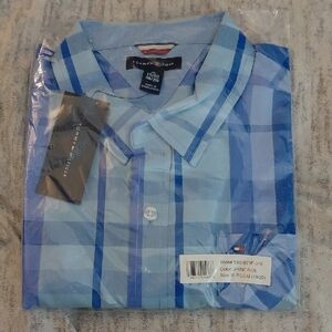 Tommy Hilfiger Men's Light Blue Plaid Shirt